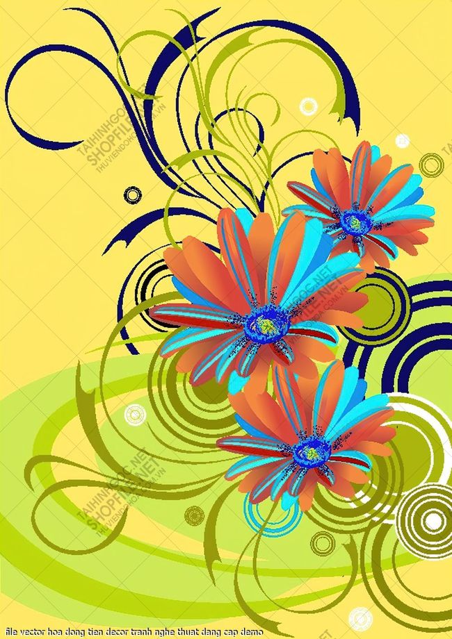 file vector hoa dong tien decor tranh nghe thuat dang cap 